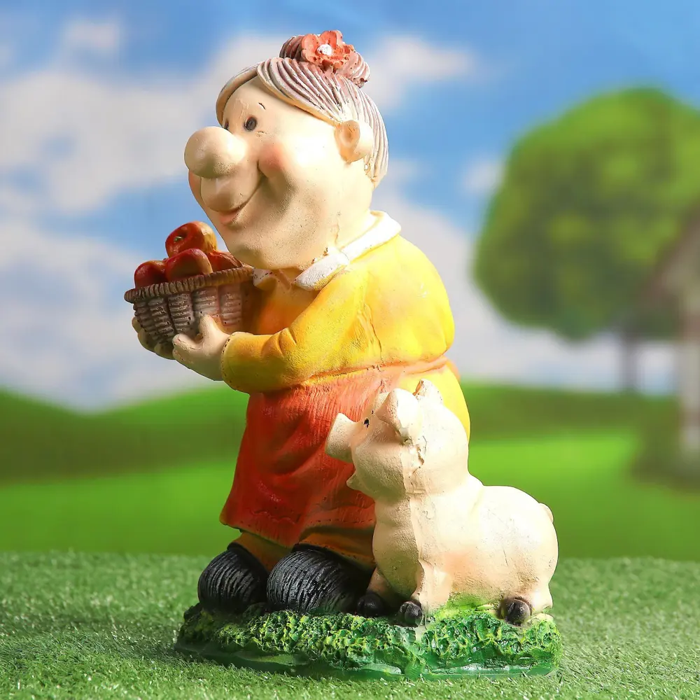 Фото 6 Садовая фигура Хорошие сувениры Бабка с поросенком красно-желтая 30x21 см Фото 6 Садовая фигура Хорошие сувениры Бабка с поросенком красно-желтая 30x21 см