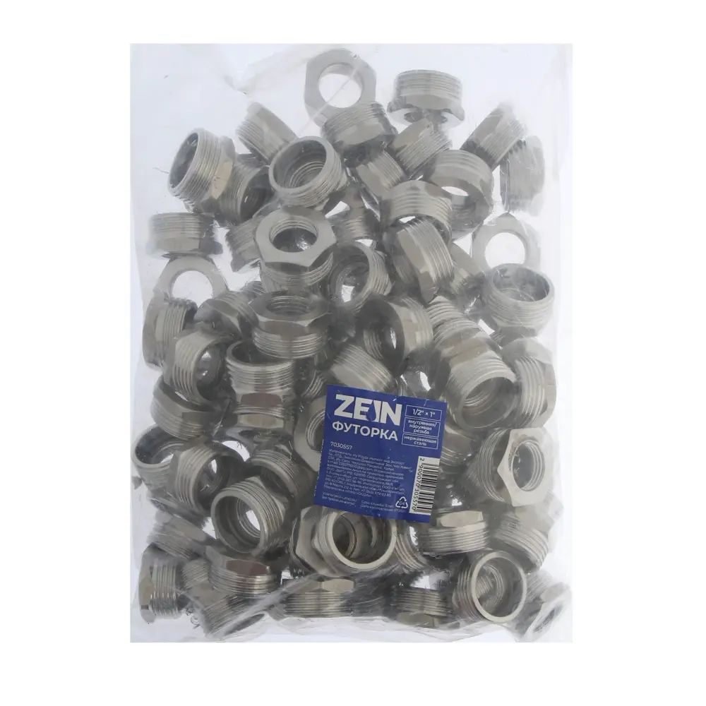 Фото 3 Футорка Zein 1/2"x1" ВР-НР нержавеющая сталь