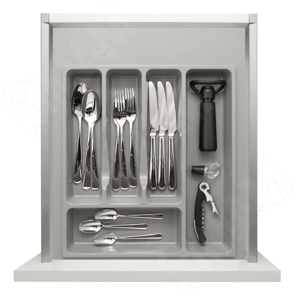 Фото 4 Лоток для столовых приборов Big House L600-400-G 38.50x4.50x49 см пластик цвет серый Фото 4 Лоток для столовых приборов Big House L600-400-G 38.50x4.50x49 см пластик цвет серый