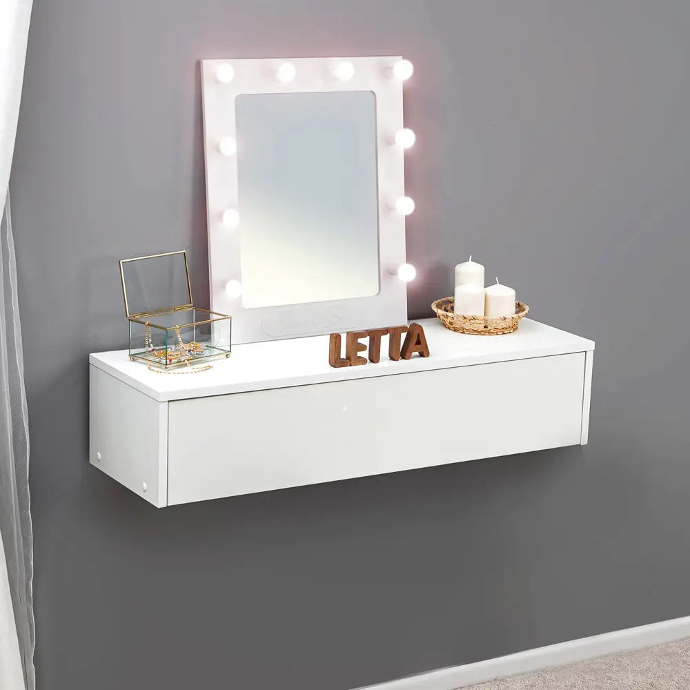 Фото 3 Туалетный столик Letta 90x20x28.4 см цвет белый Фото 3 Туалетный столик Letta 90x20x28.4 см цвет белый