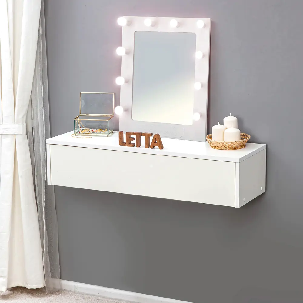 Фото 2 Туалетный столик Letta 90x20x28.4 см цвет белый Фото 2 Туалетный столик Letta 90x20x28.4 см цвет белый