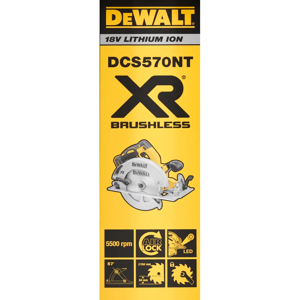 Фото 8 Пила циркулярная аккумуляторная Dewalt DCS570NT-XJ, 184 мм, 18 В Li-ion без АКБ и ЗУ