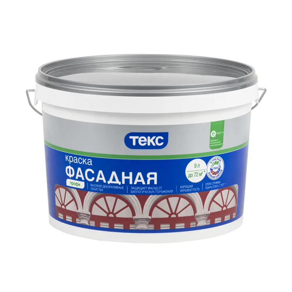 Фото Краска фасадная ТЕКС 25900 9 л цвет белый Фото Краска фасадная ТЕКС 25900 9 л цвет белый