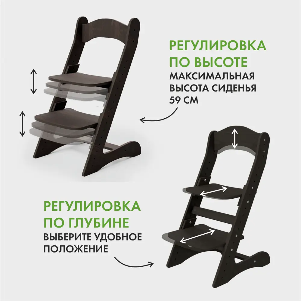 Фото 4 Растущий стул для детей "Компаньон" №1 черный венге Фото 4 Растущий стул для детей "Компаньон" №1 черный венге
