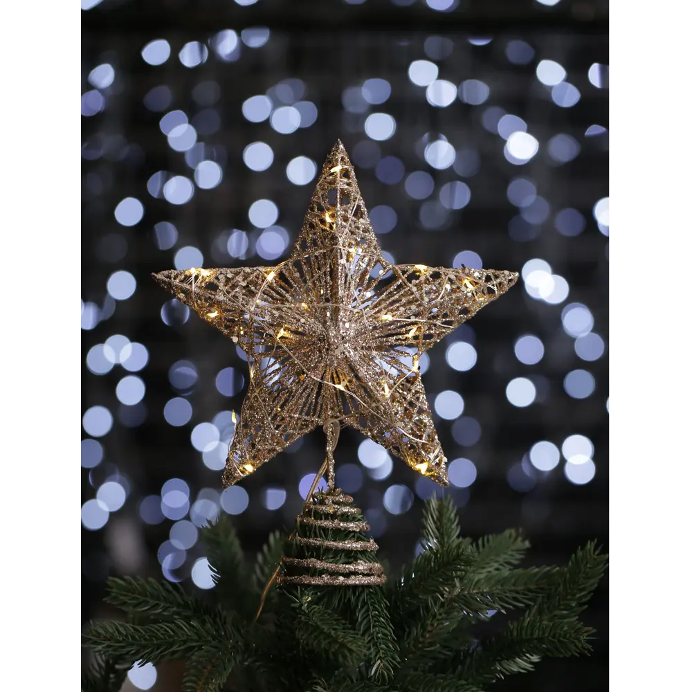 Фото Верхушка на елку Merry green Звезда с диодами h 25 см бежевый Фото Верхушка на елку Merry green Звезда с диодами h 25 см бежевый