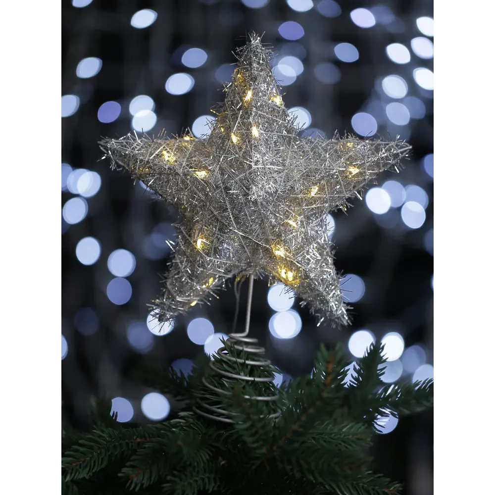 Фото Верхушка на елку Merry green Звезда с диодами DX210-SI-01 h 20 см серый/серебристый Фото Верхушка на елку Merry green Звезда с диодами DX210-SI-01 h 20 см серый/серебристый