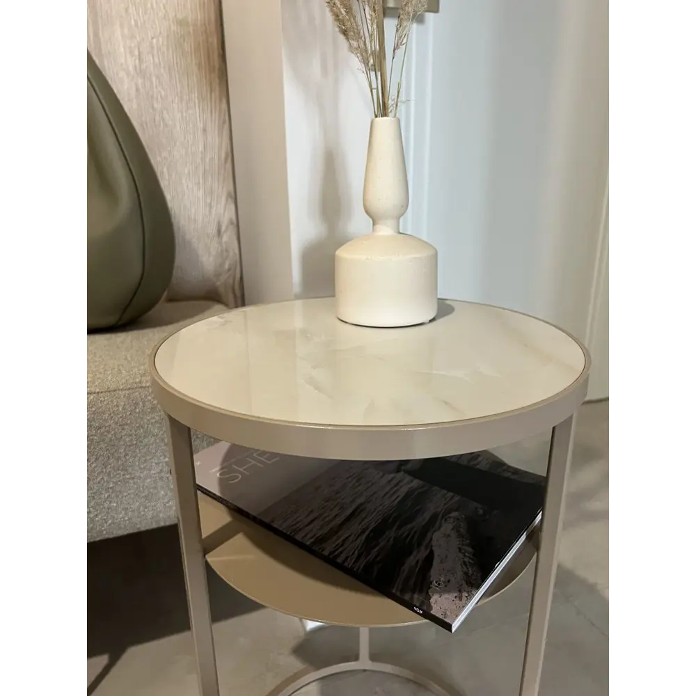 Фото 2 Журнальный столик круглый Luchi Onix beige 35x35 см бежевый Фото 2 Журнальный столик круглый Luchi Onix beige 35x35 см бежевый