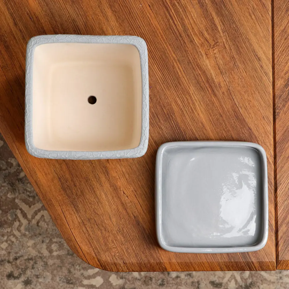 Фото 4 Горшок цветочный Nana ceramics 14 см 12 см 1 л керамика серый с блюдцем Фото 4 Горшок цветочный Nana ceramics 14 см 12 см 1 л керамика серый с блюдцем