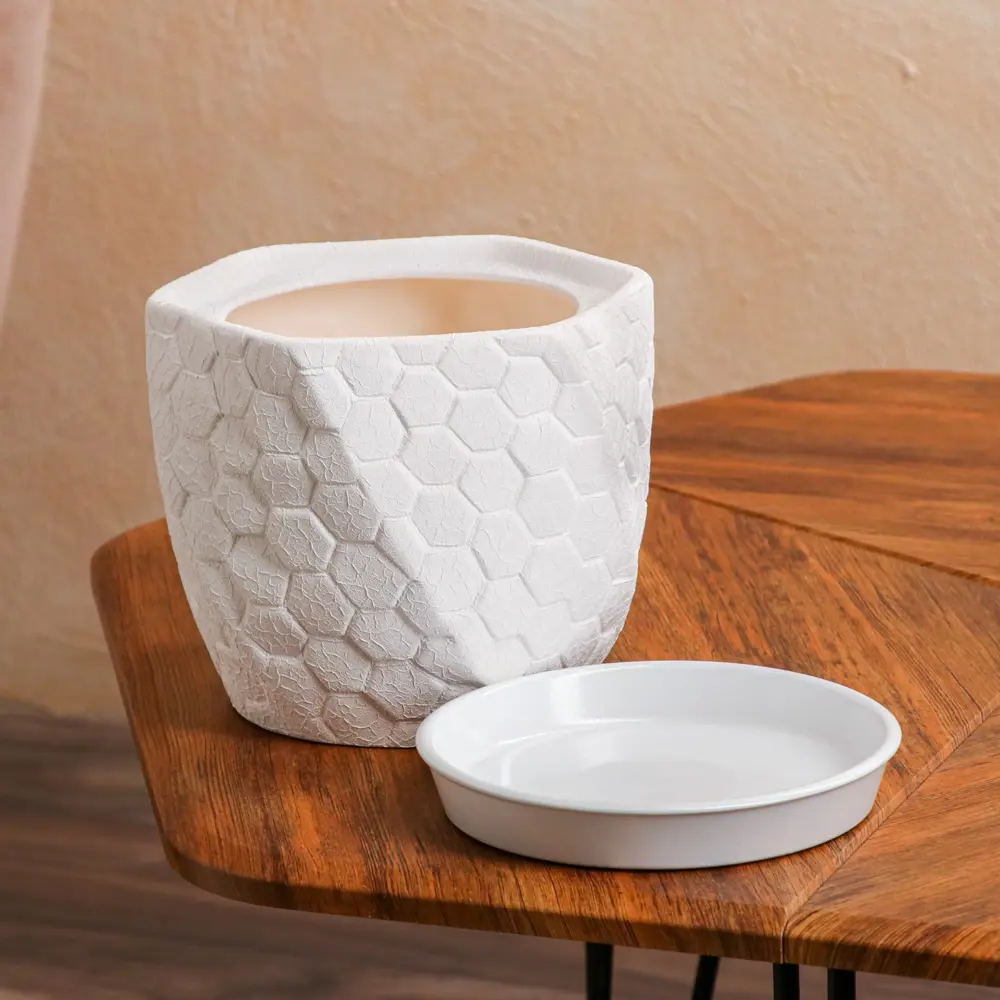 Фото 3 Горшок цветочный Керамика ручной работы 20 см 18 см 2.5 л керамика белый с блюдцем Фото 3 Горшок цветочный Керамика ручной работы 20 см 18 см 2.5 л керамика белый с блюдцем