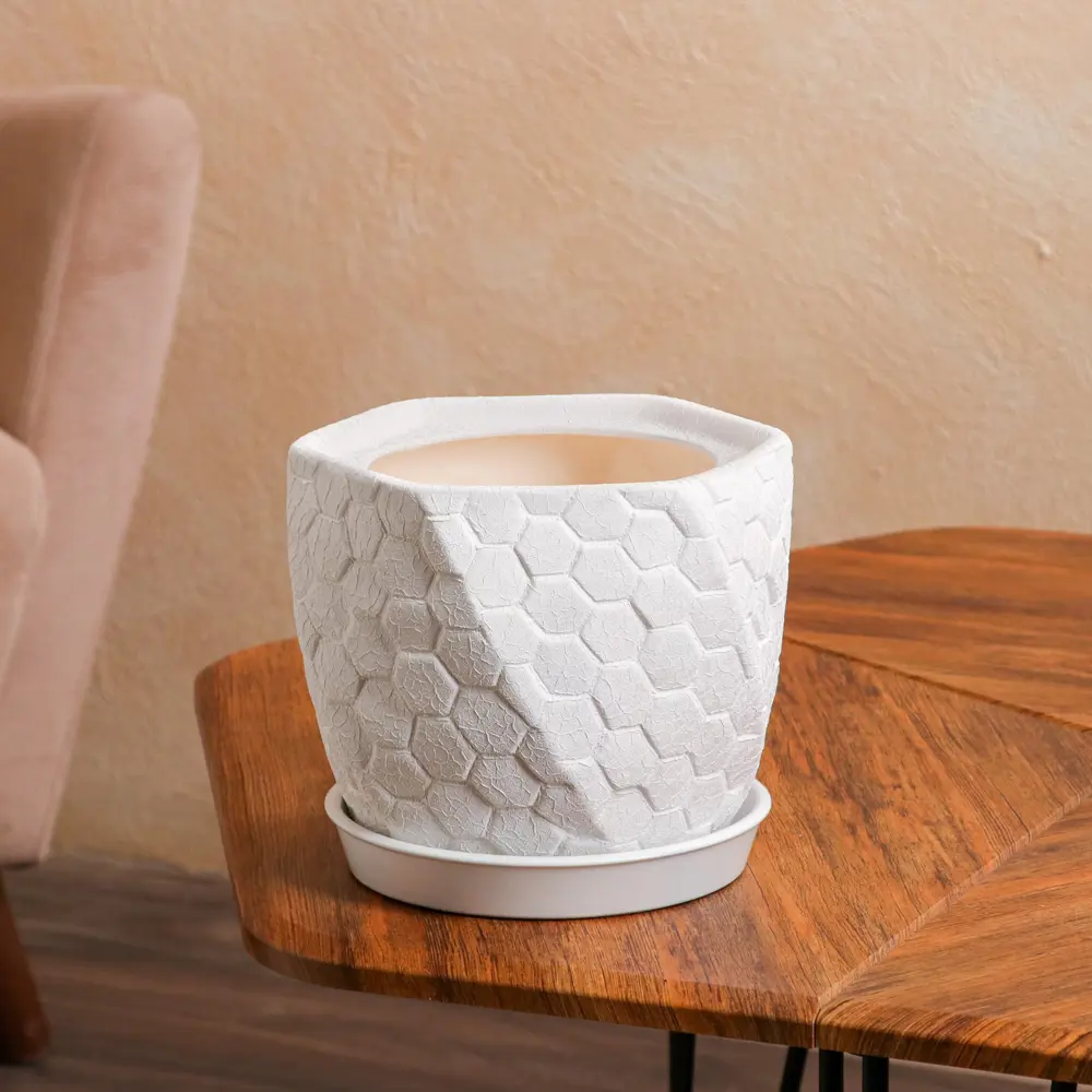 Фото 2 Горшок цветочный Керамика ручной работы 20 см 18 см 2.5 л керамика белый с блюдцем Фото 2 Горшок цветочный Керамика ручной работы 20 см 18 см 2.5 л керамика белый с блюдцем