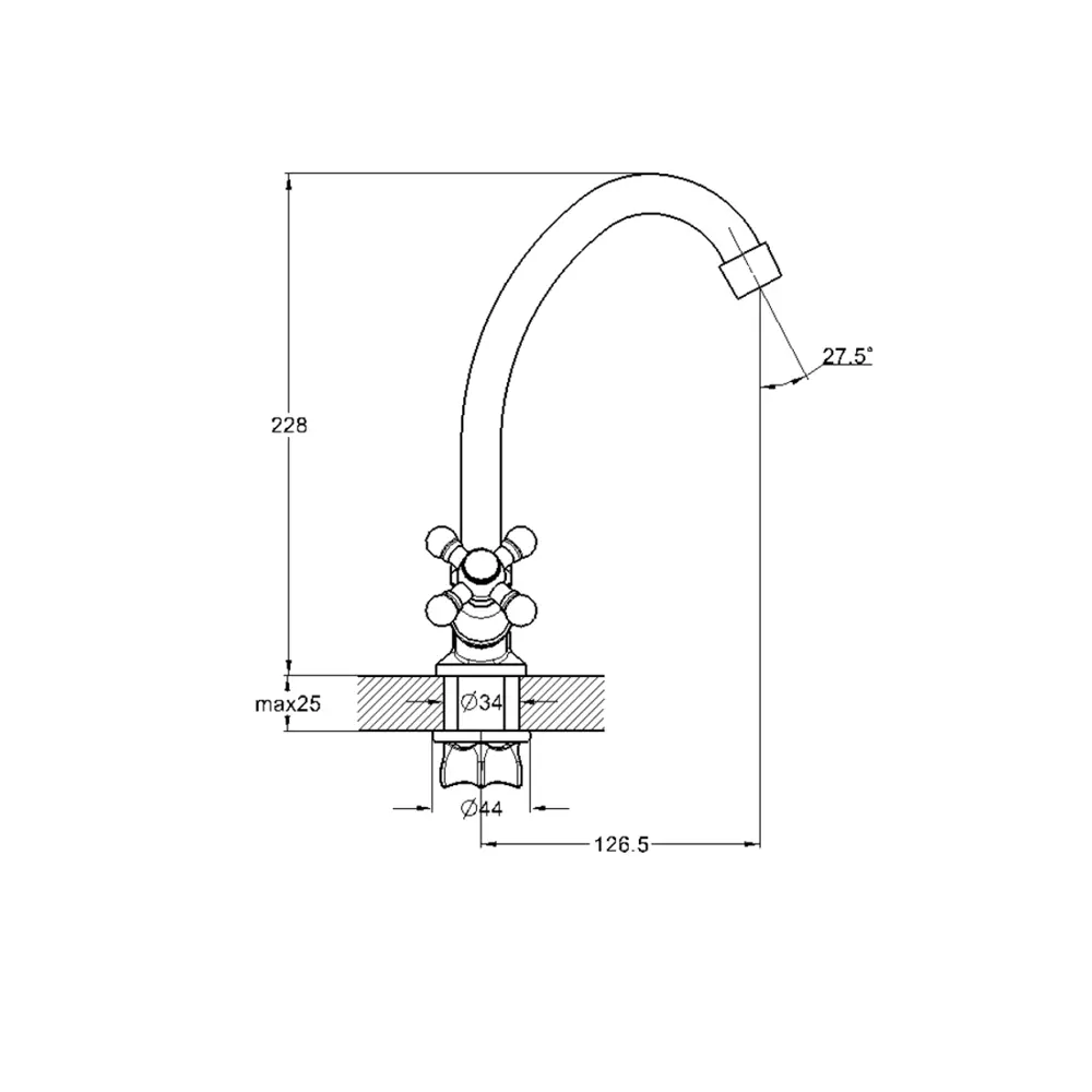 Фото 2 Двухвентильный смеситель D-lin D153807-H цвет хром Фото 2 Двухвентильный смеситель D-lin D153807-H цвет хром