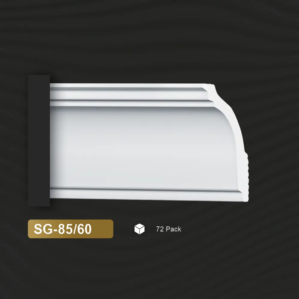 Фото Плинтус Decostar PolyStyle SG-85/60 на стену и потолок, полистирол (xps), цвет белый, 2000х85 мм Фото Плинтус Decostar PolyStyle SG-85/60 на стену и потолок, полистирол (xps), цвет белый, 2000х85 мм