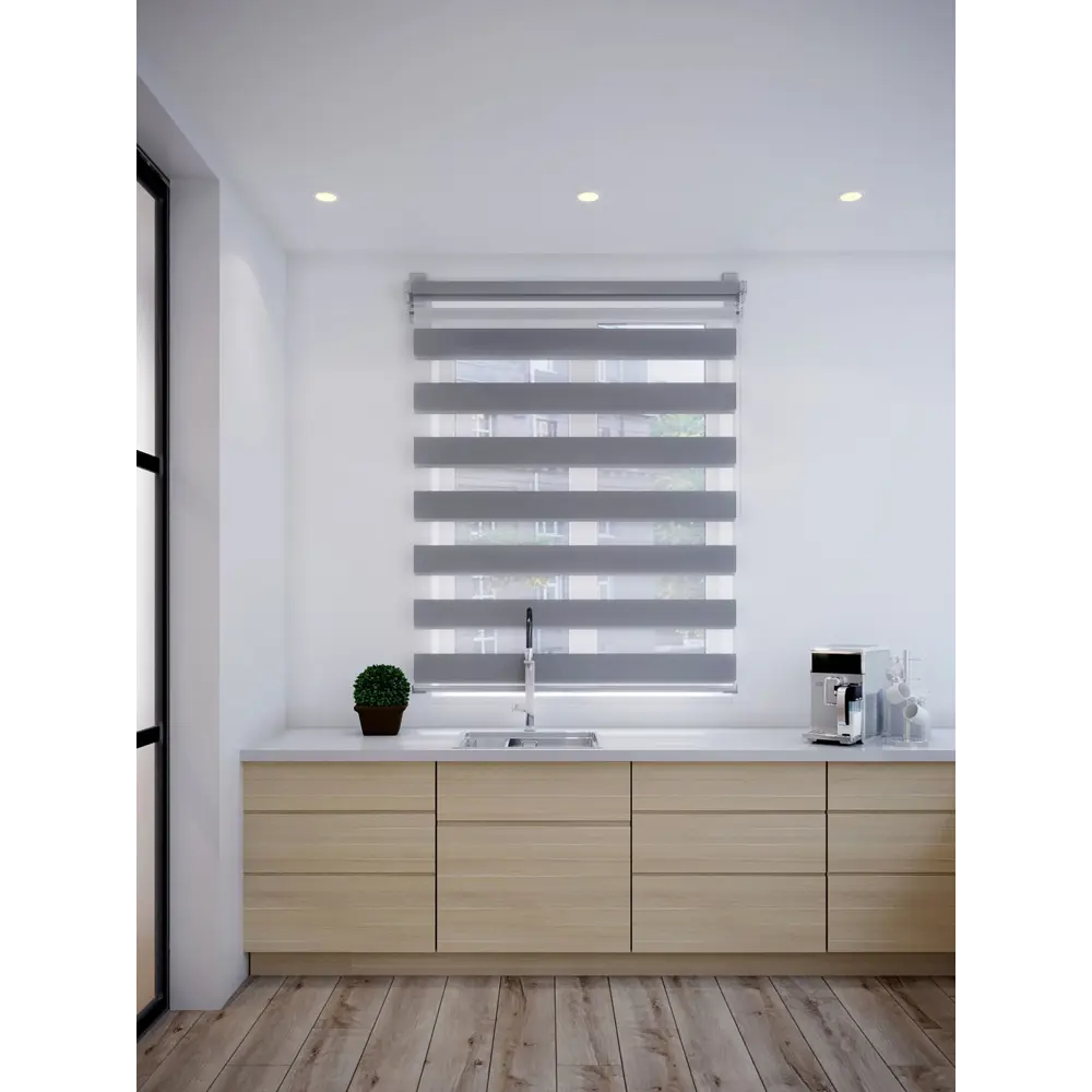 Фото 4 Рулонная штора день-ночь Decofest Жаккард Графит 160x180 Рулонная штора день-ночь Жаккард Графит 160x180