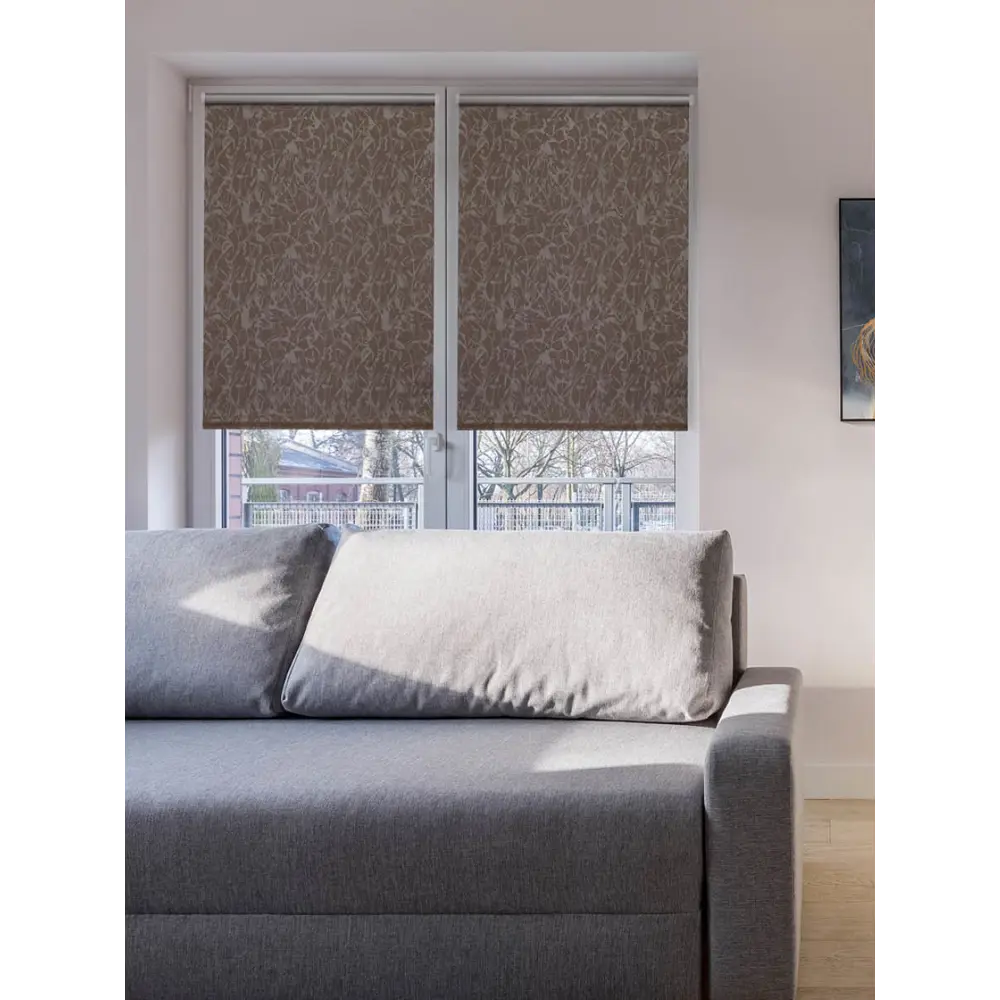 Фото 5 Рулонная штора Decofest Блэкаут Муар 80x175 см мини цвет коричневый