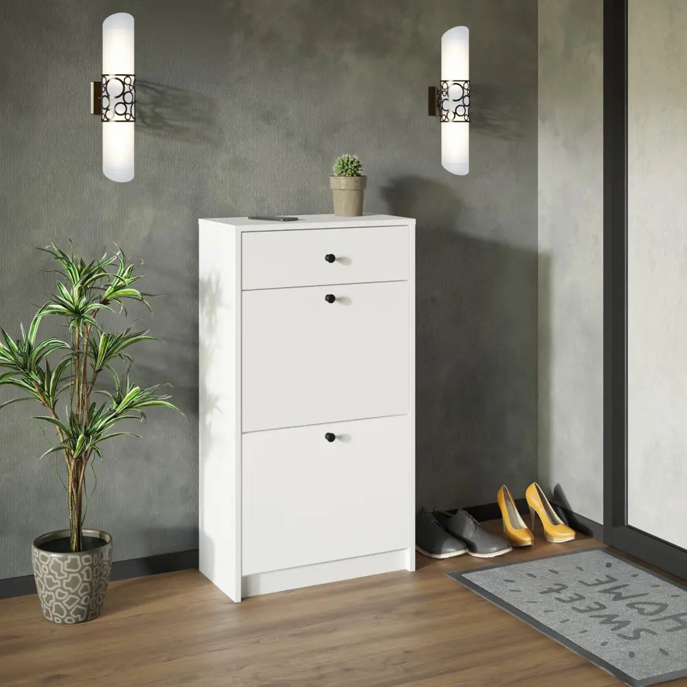 Фото Обувница Клик мебель 55x100x280 см ЛДСП цвет белый Фото Обувница Клик мебель 55x100x280 см ЛДСП цвет белый