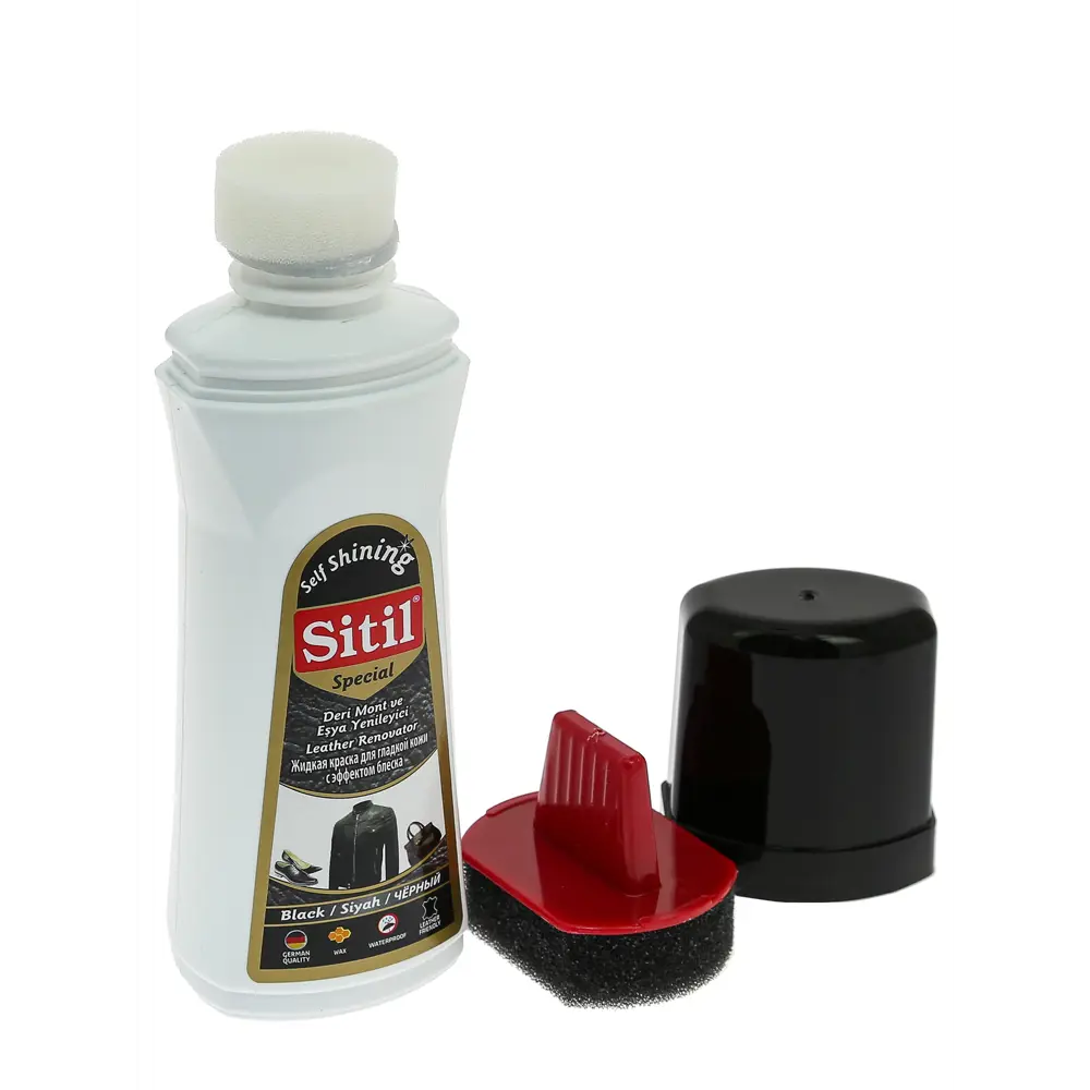 Фото Жидкая краска для гладкой кожи Sitil Special Leather Renovator 109.01 SMB цвет черный 100 мл Фото Жидкая краска для гладкой кожи Sitil Special Leather Renovator 109.01 SMB цвет черный 100 мл