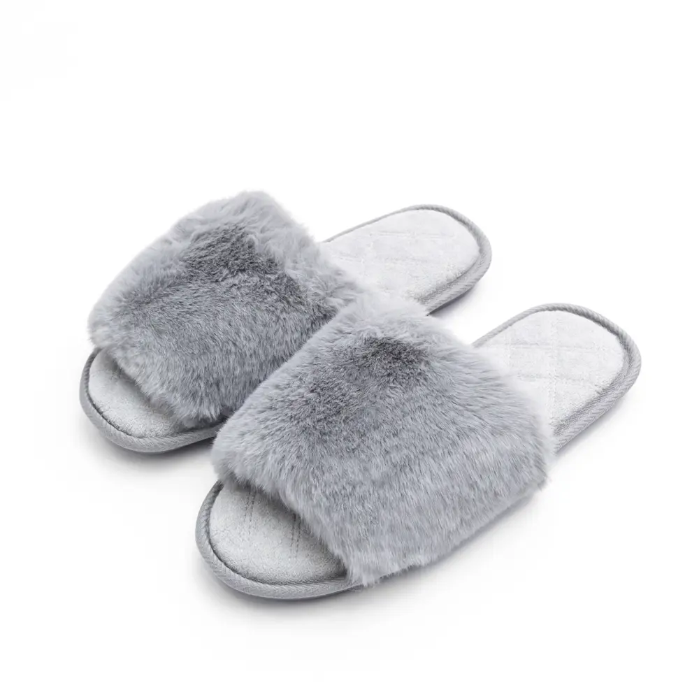 Фото 3 Тапочки Мех Amaro Home Bunny открытый нос серый р.37-38 Фото 3 Тапочки Мех Amaro Home Bunny открытый нос серый р.37-38