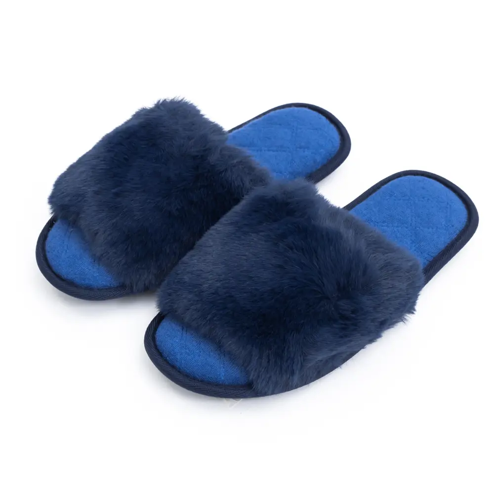 Фото 3 Тапочки Мех Amaro Home Bunny открытый нос синий р.39-40 Фото 3 Тапочки Мех Amaro Home Bunny открытый нос синий р.39-40