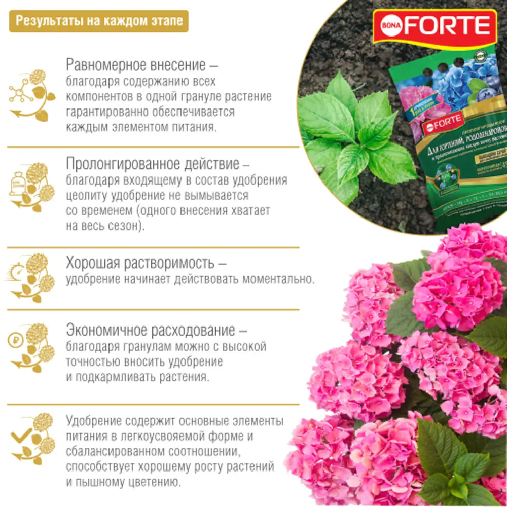 Фото 4 Удобрение BonaForte для гортензий и рододендронов 2.5 кг Фото 4 Удобрение BonaForte для гортензий и рододендронов 2.5 кг
