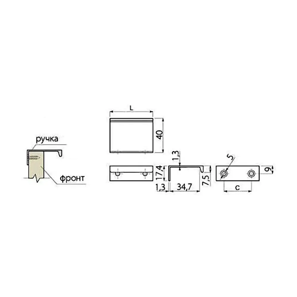 Фото 3 Ручка мебельная GTV HEXI 192мм/225мм белый матовый комплект 3 шт