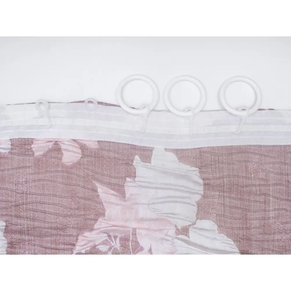 Фото 3 Штора на шторной ленте жаккард цветы 170x270 см цвет розовый