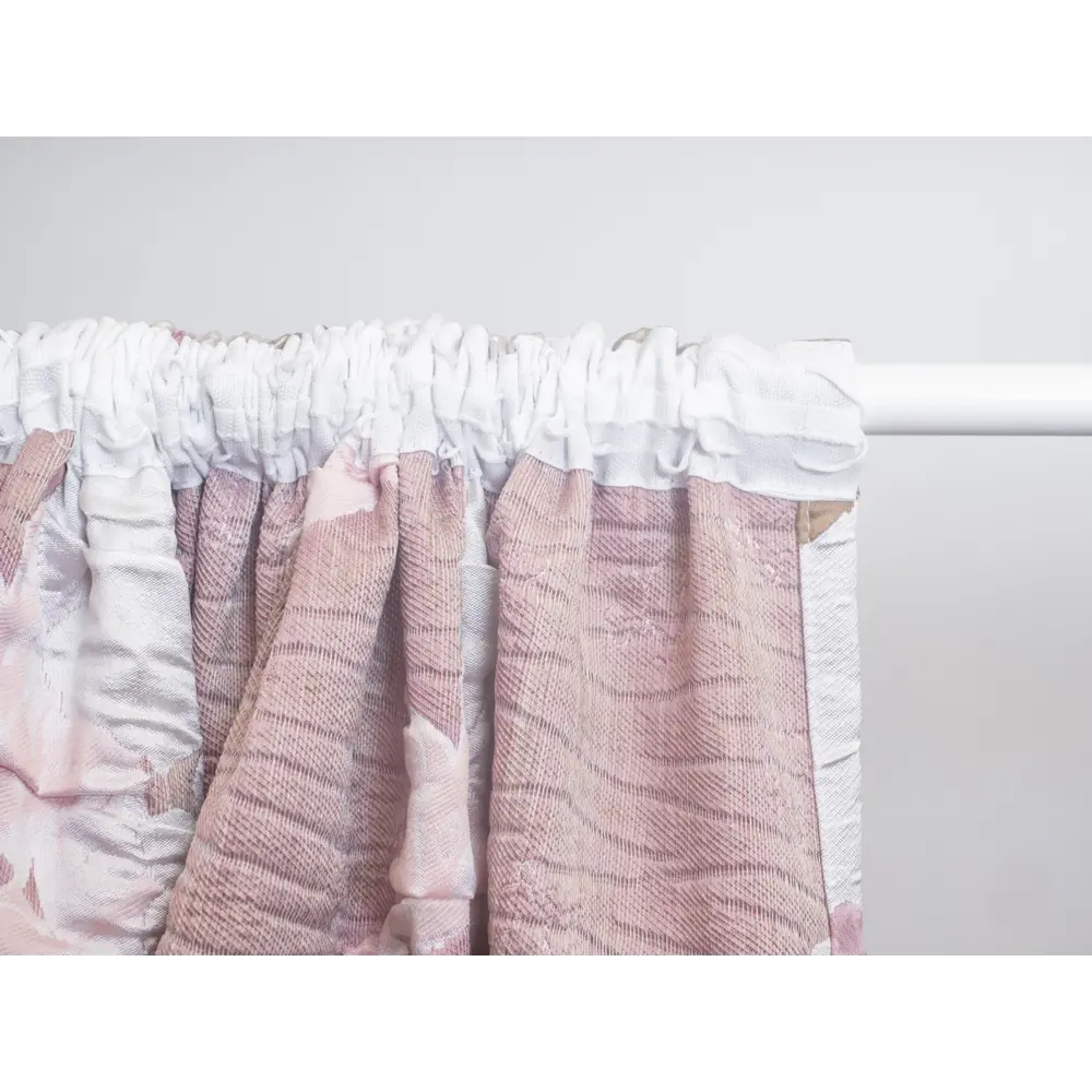 Фото 8 Штора на шторной ленте жаккард цветы 170x270 см цвет розовый