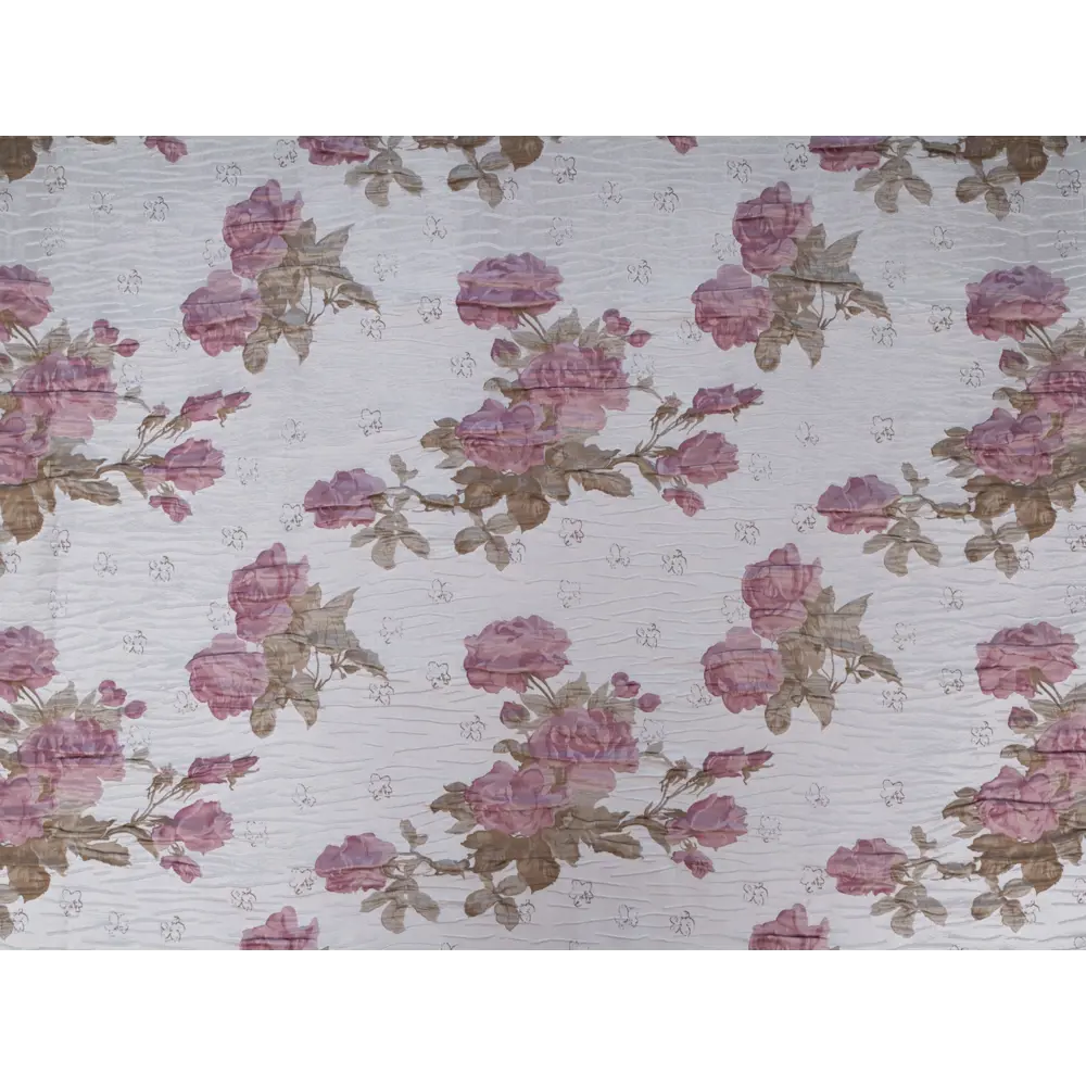 Фото 9 Штора на шторной ленте жаккард цветы 170x270 см цвет розовый