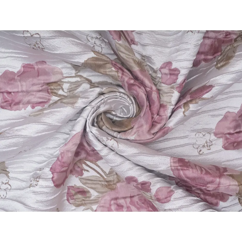 Фото 12 Штора на шторной ленте жаккард цветы 170x270 см цвет розовый