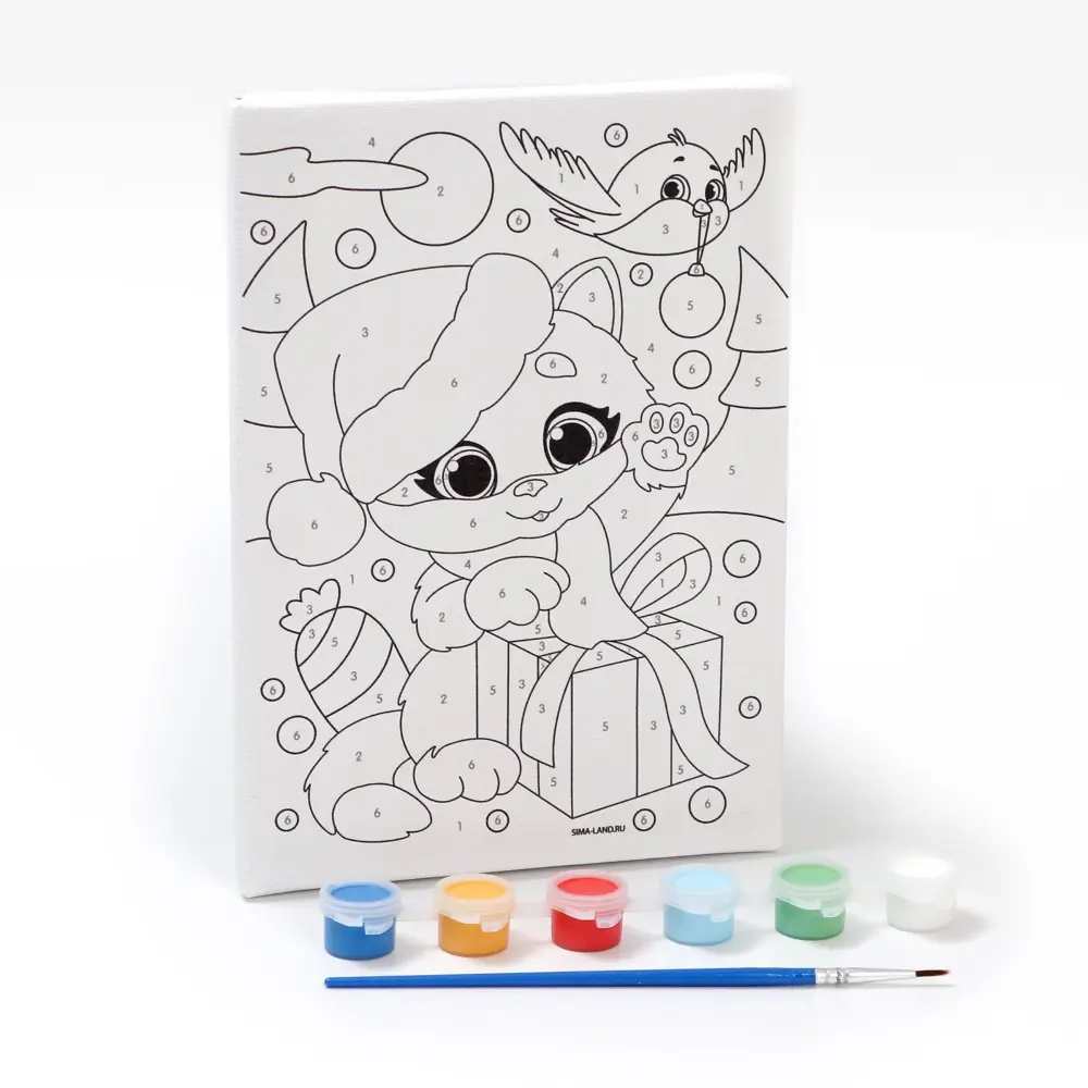 Фото 3 Картина по номерам «Котик с подарком» 15x21 см Фото 3 Картина по номерам «Котик с подарком» 15x21 см