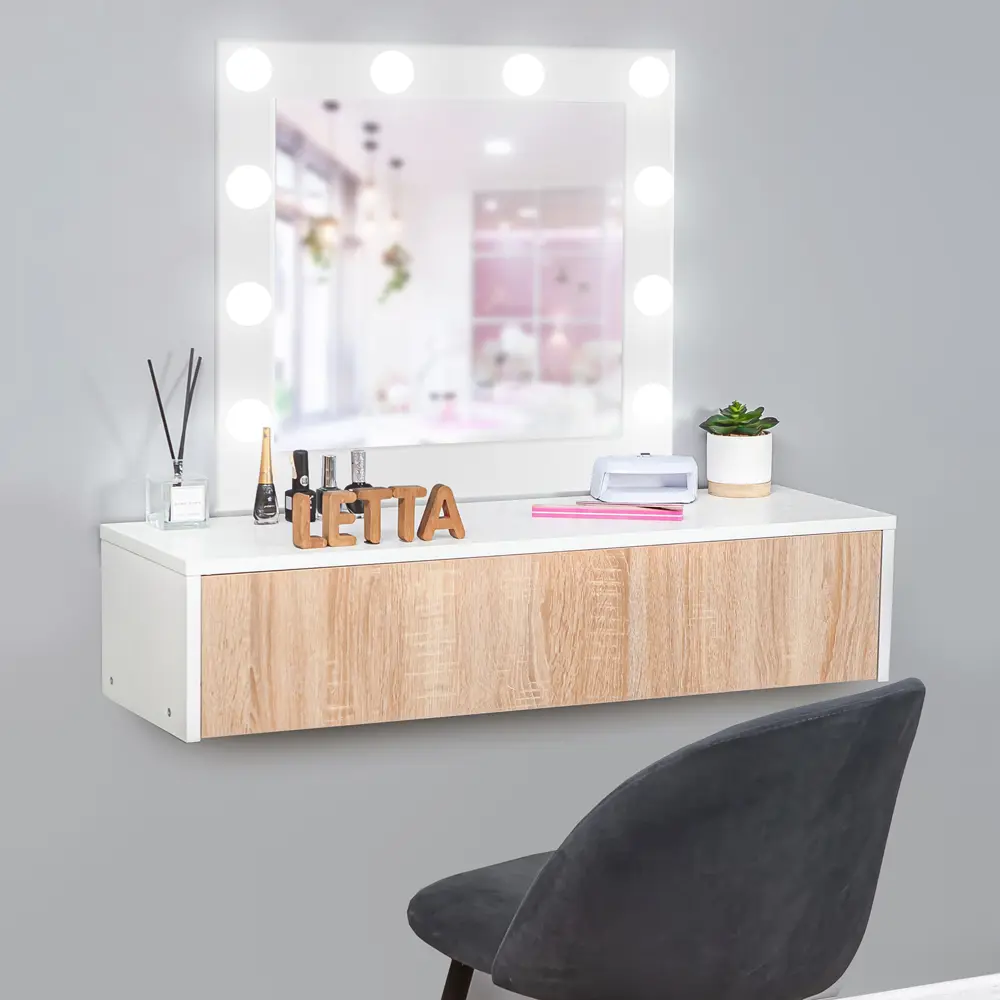 Фото 2 Туалетный столик Letta 61x20x28.4 см цвет белый/бежевый Фото 2 Туалетный столик Letta 61x20x28.4 см цвет белый/бежевый