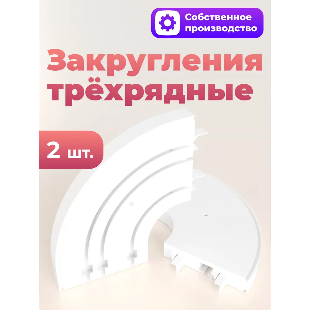 Фото Закругления-повороты трехрядные для шинного карниза Evoli в упаковке 2 шт