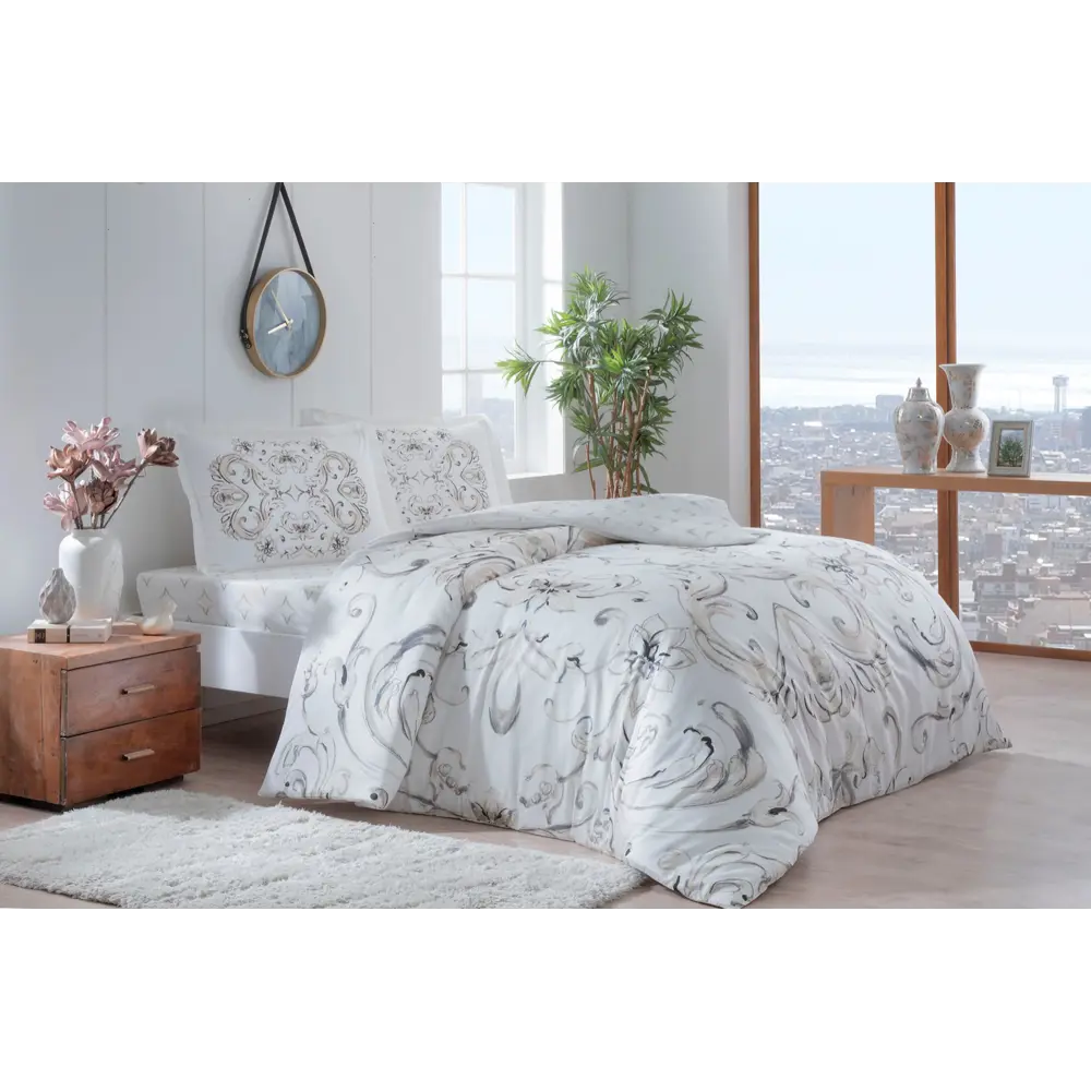 Фото Комплект постельного белья Tac SATEN 3254-87131, евро, сатин цвет бежевый Фото Комплект постельного белья Tac SATEN 3254-87131, евро, сатин цвет бежевый