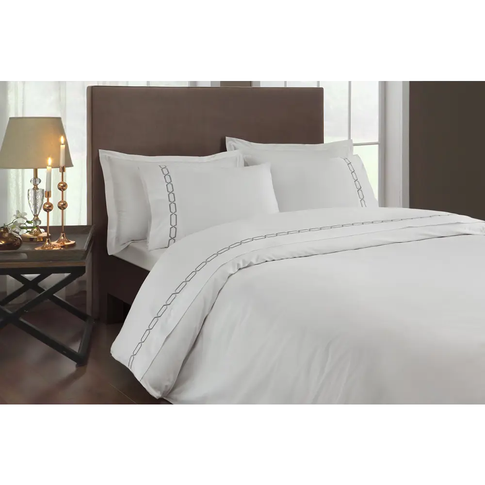 Фото Комплект постельного белья Tac ELEGANCE DELUX 4291-83570, евро, сатин цвет серый / серебристый Фото Комплект постельного белья Tac ELEGANCE DELUX 4291-83570, евро, сатин цвет серый / серебристый