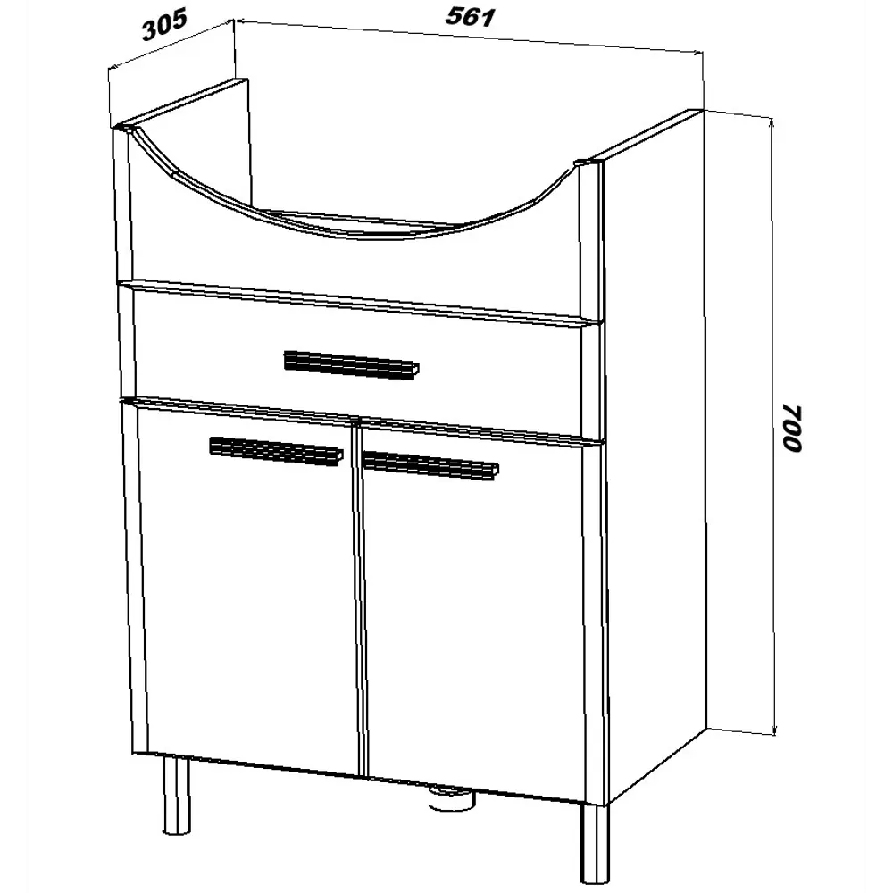 Фото 8 Тумба под раковину напольная SanStar Аура 60 56см Фото 8 Тумба под раковину напольная SanStar Аура 60 56см