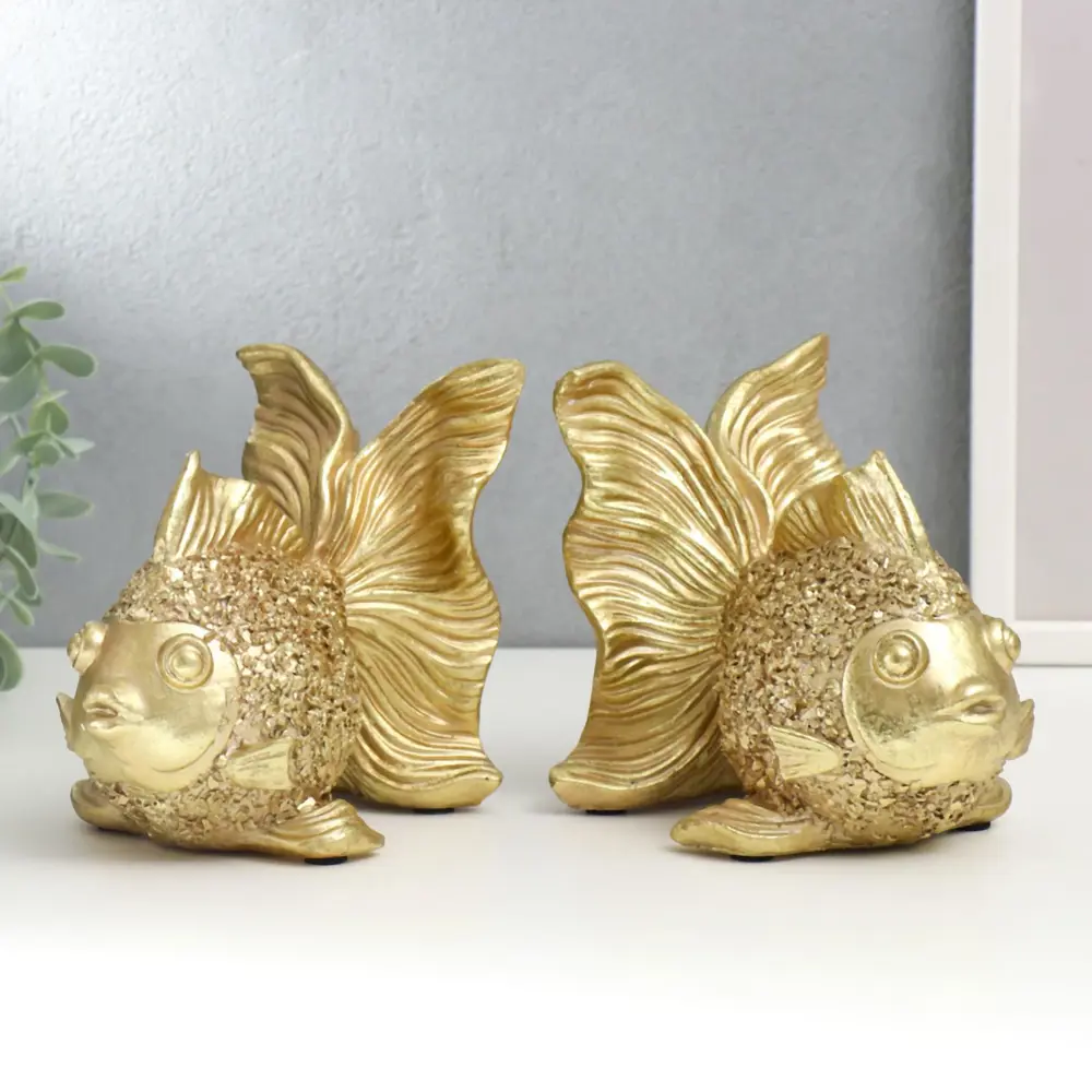 Фото 2 Держатель для книг "Золотые рыбки" набор 2 шт 13.5x11x14.5 см