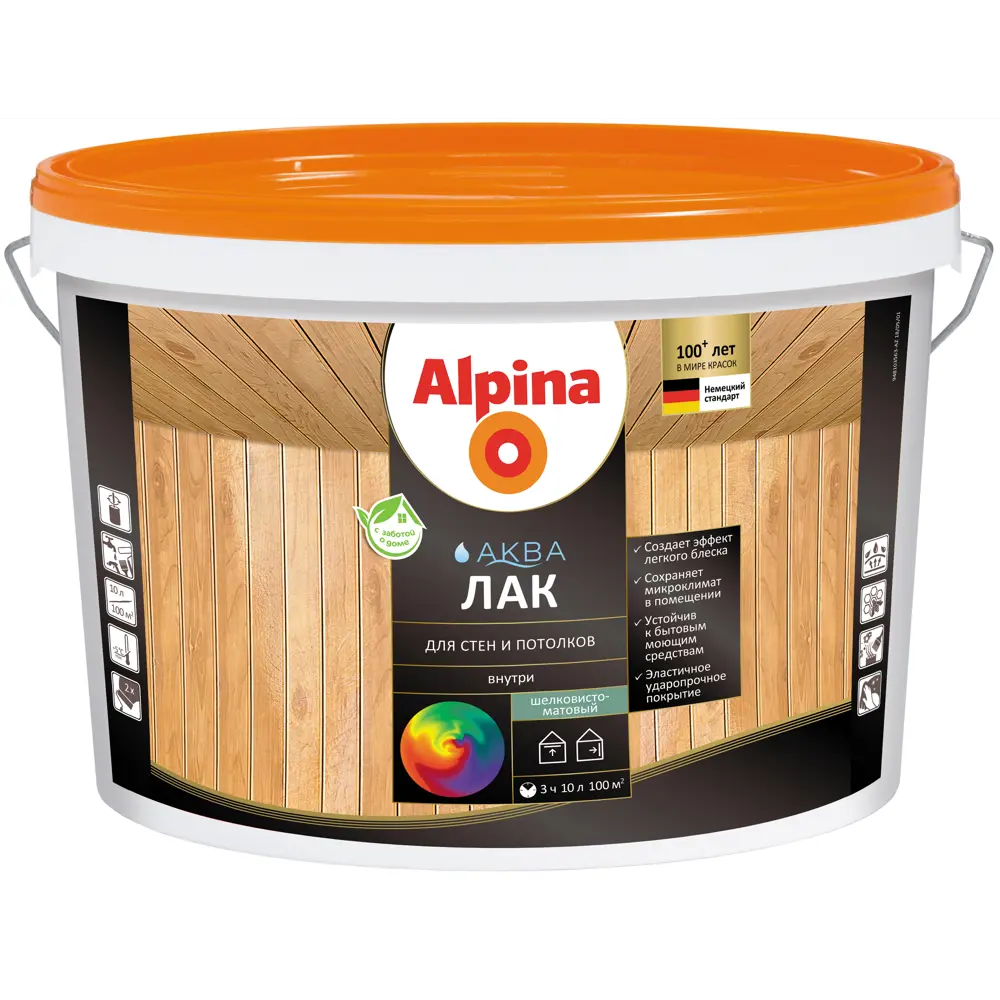 Фото 2 Лак для стен акриловый Alpina Аква-лак цвет прозрачный полуматовый 10 л Фото 2 Лак для стен акриловый Alpina Аква-лак цвет прозрачный полуматовый 10 л