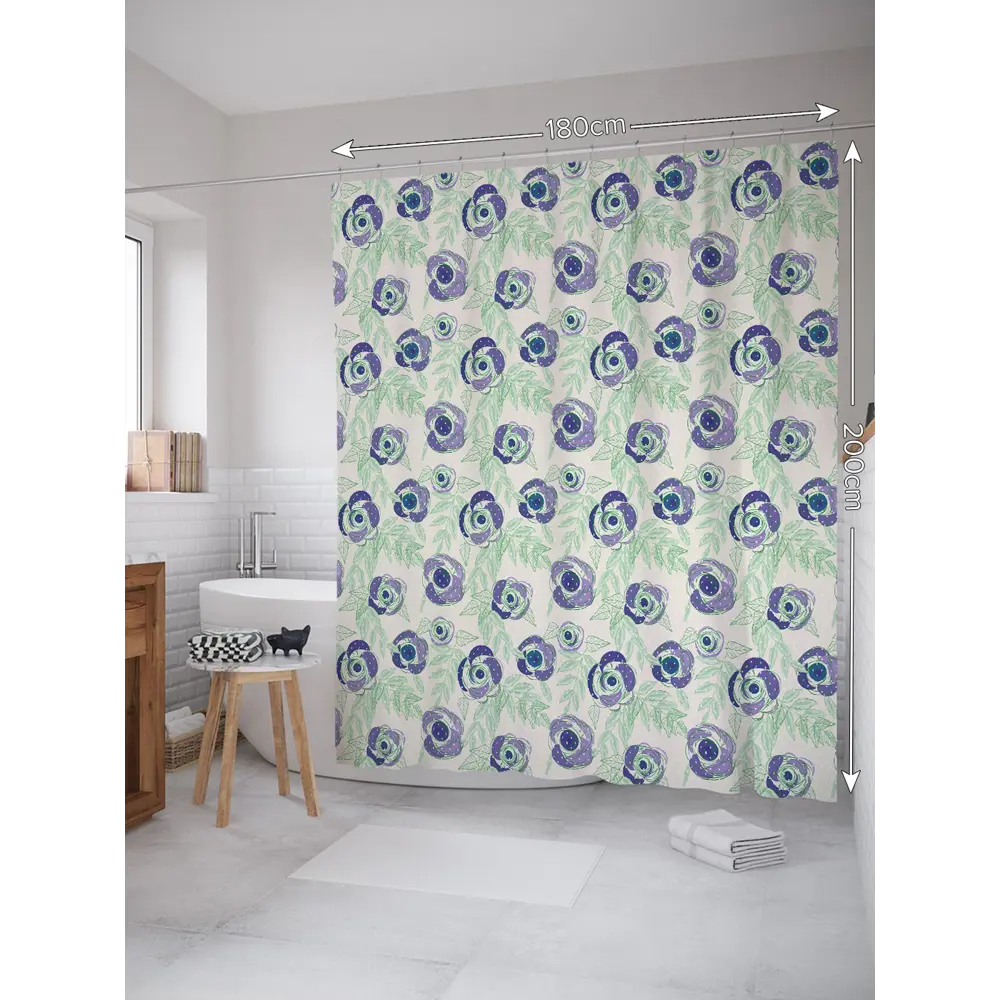 Фото 2 Шторка для ванной комнаты JoyArty sc_31038 200x180см цвет серый серебристый