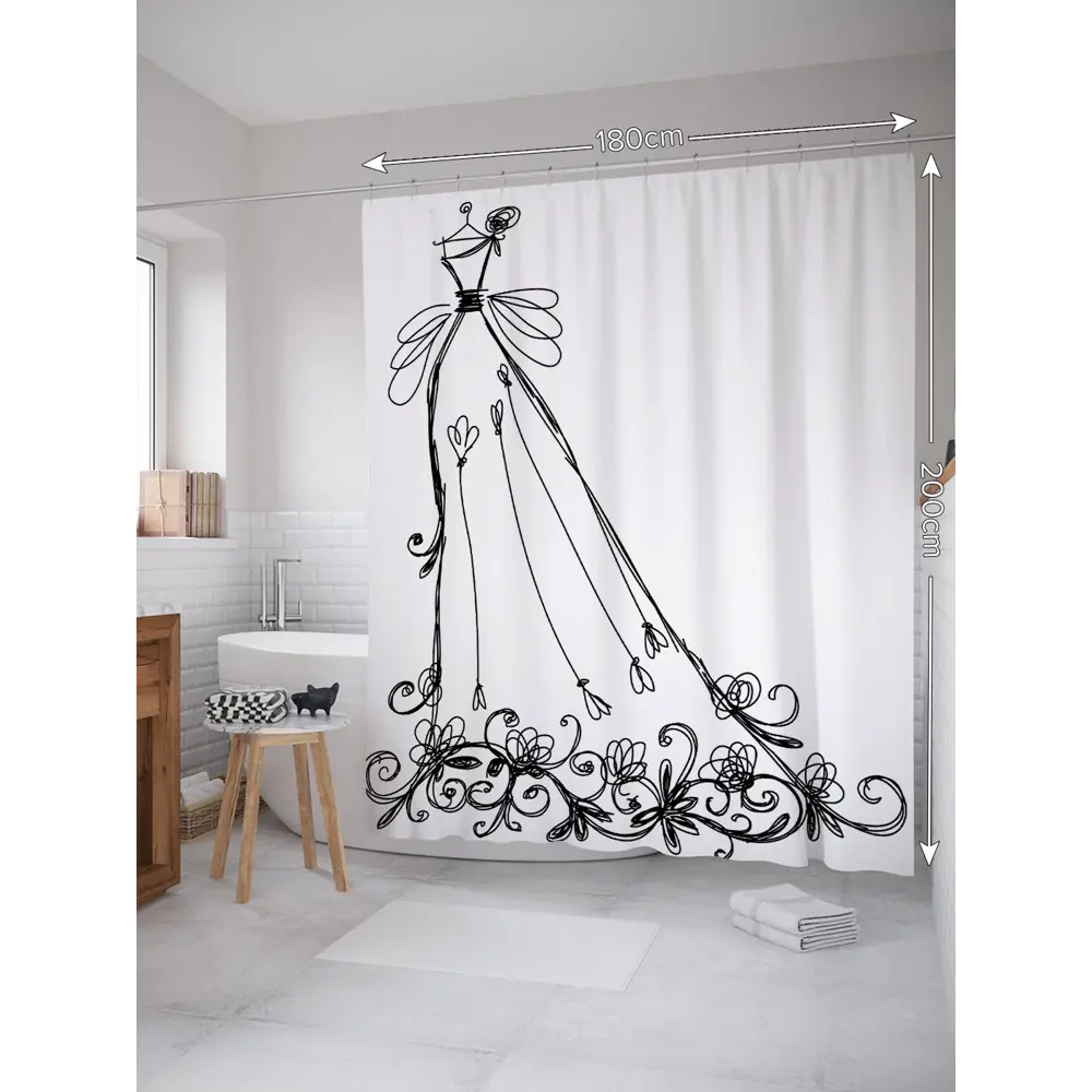 Фото 2 Шторка для ванной комнаты JoyArty sc_3167 200x180см цвет серый серебристый