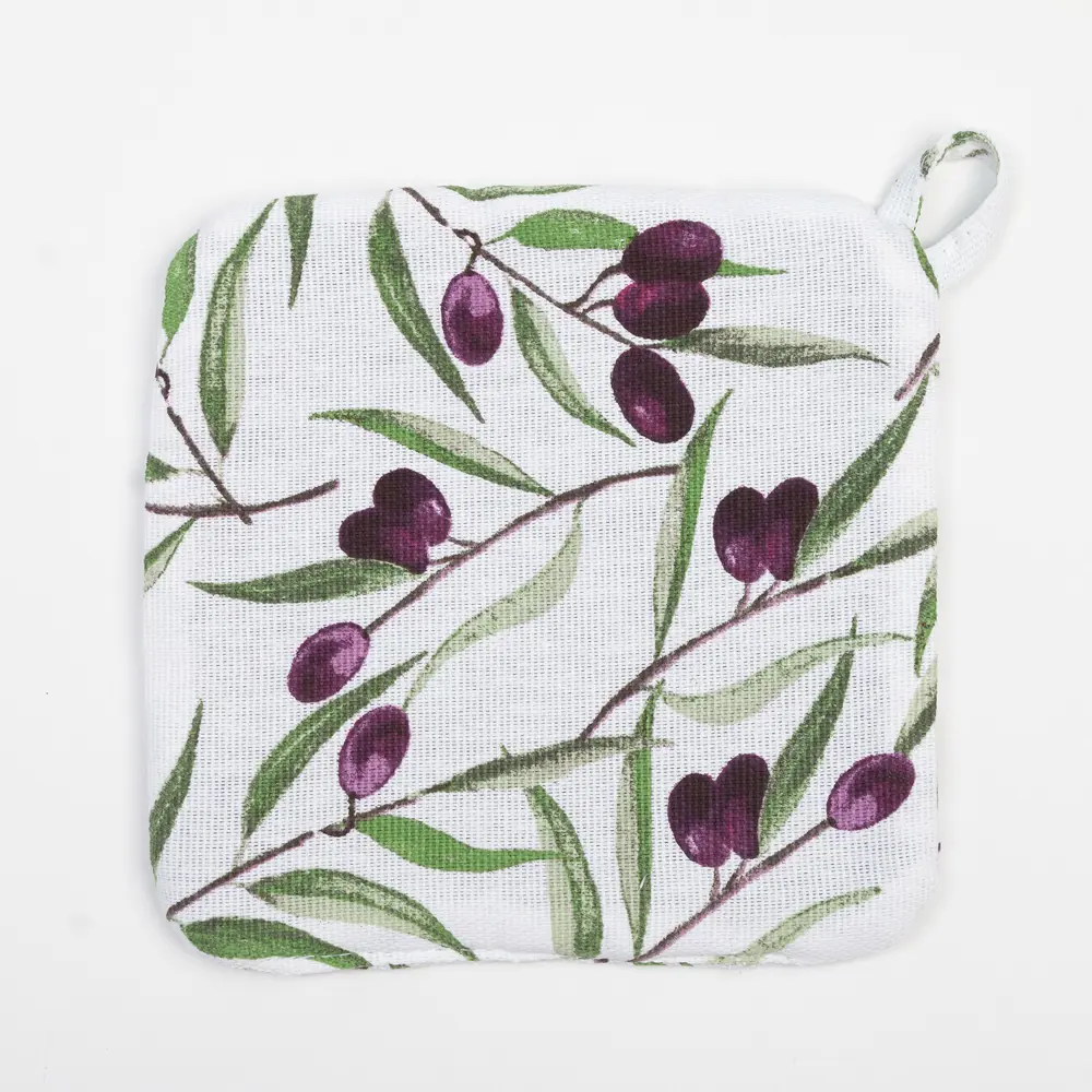 Фото 3 Прихватка Доляна Olives 19x19 см хлопок цвет белый Фото 3 Прихватка Доляна Olives 19x19 см хлопок цвет белый