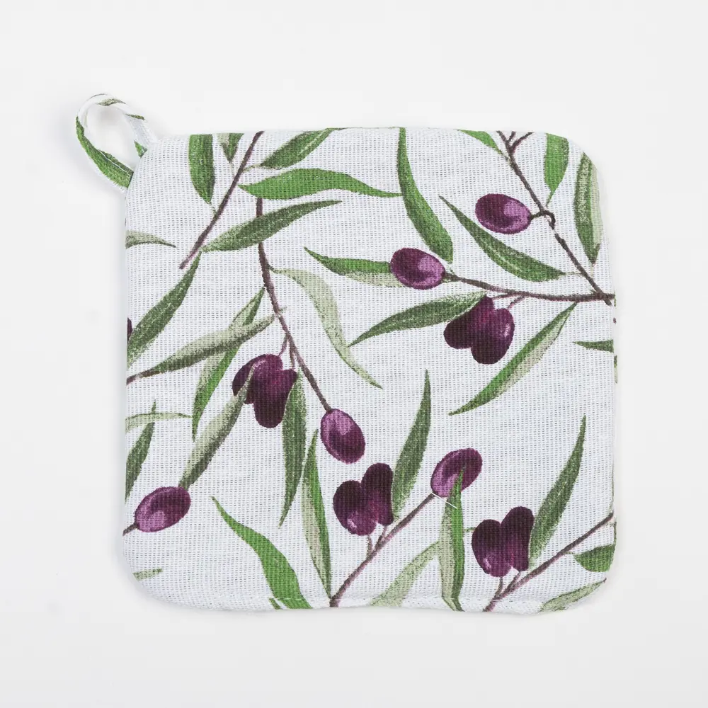 Фото 2 Прихватка Доляна Olives 19x19 см хлопок цвет белый Фото 2 Прихватка Доляна Olives 19x19 см хлопок цвет белый