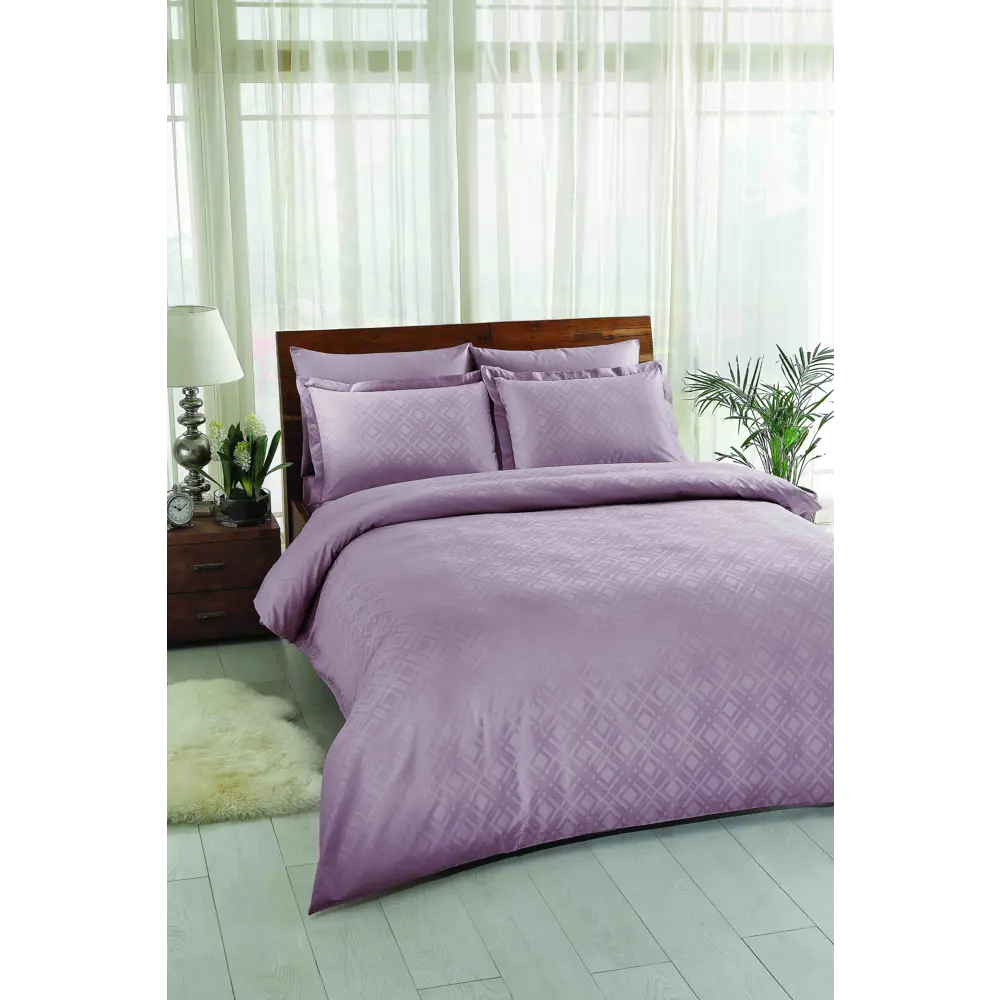 Фото Комплект постельного белья Tac JAKAR 4141-08172, евро, жаккард цвет фиолетовый