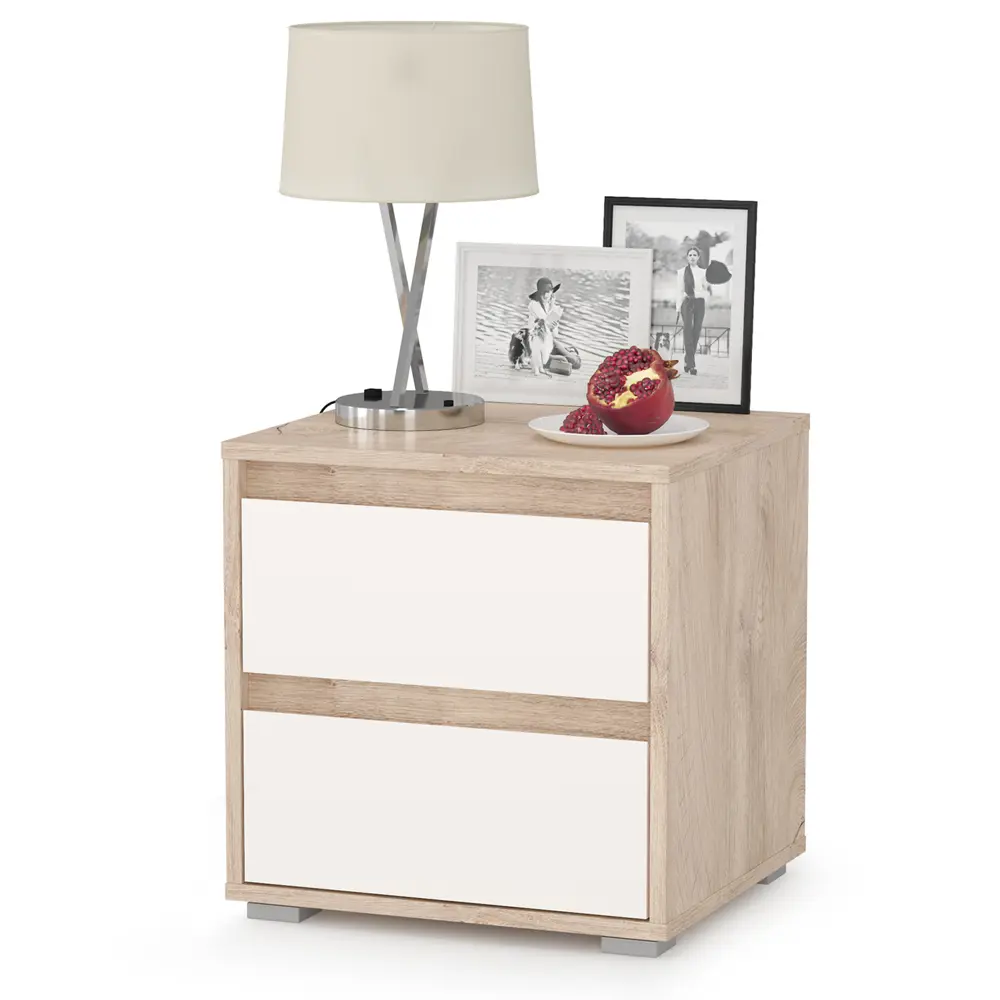 Фото Тумба прикроватная Моби 44x45x40 см 2 ящика ЛДСП цвет дуб Фото Тумба прикроватная Моби 44x45x40 см 2 ящика ЛДСП цвет дуб