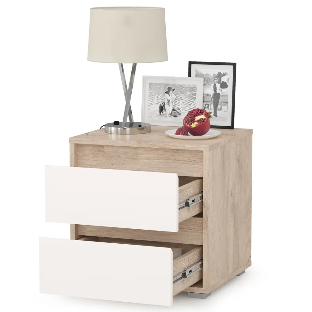 Фото 2 Тумба прикроватная Моби 44x45x40 см 2 ящика ЛДСП цвет дуб Фото 2 Тумба прикроватная Моби 44x45x40 см 2 ящика ЛДСП цвет дуб