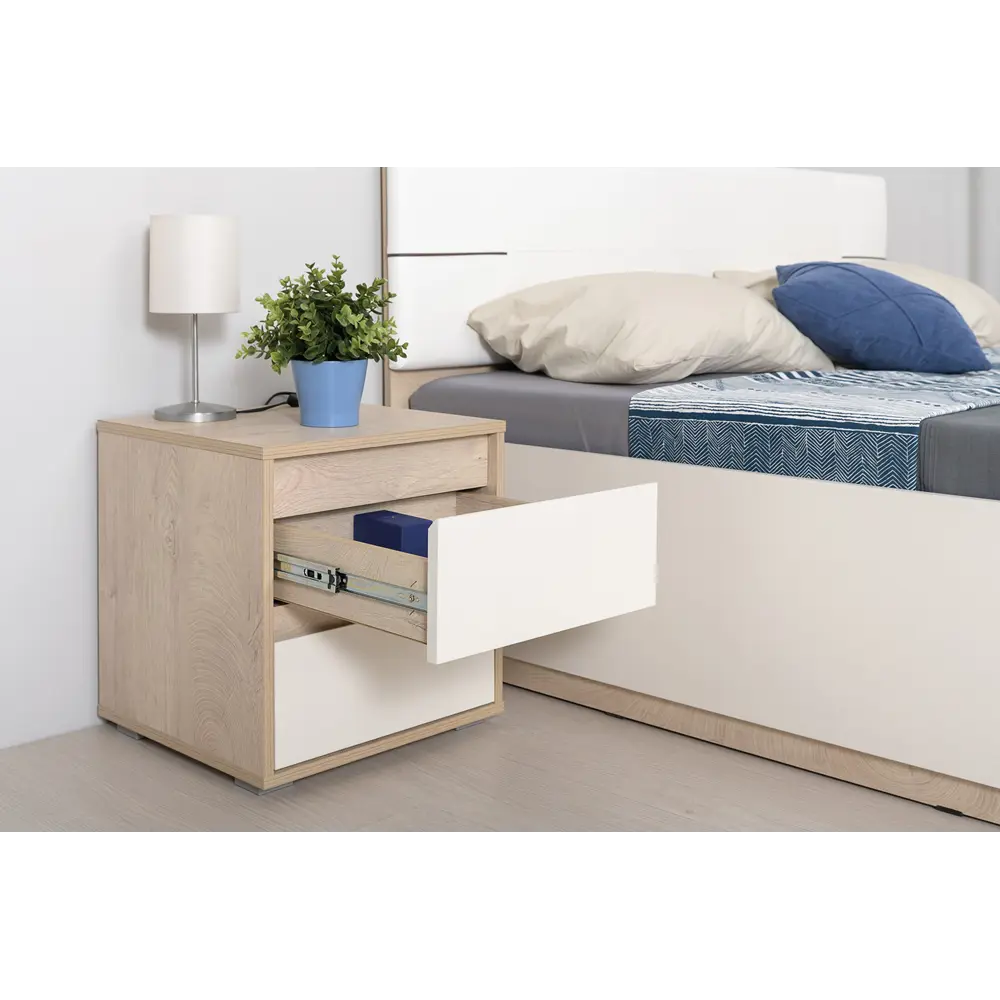 Фото 7 Тумба прикроватная Моби 44x45x40 см 2 ящика ЛДСП цвет дуб Фото 7 Тумба прикроватная Моби 44x45x40 см 2 ящика ЛДСП цвет дуб