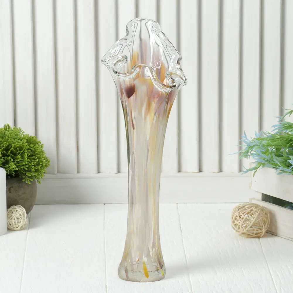 Фото Ваза Simaland "Волна" стеклянная жёлто-оранжево-красная 28 см Фото Ваза Simaland "Волна" стеклянная жёлто-оранжево-красная 28 см