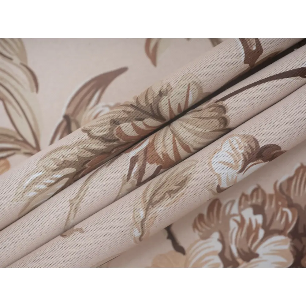 Фото 12 Штора на шторной ленте блэкаут Цветы 170x250 см цвет бежевый Фото 12 Штора на шторной ленте блэкаут Цветы 170x250 см цвет бежевый