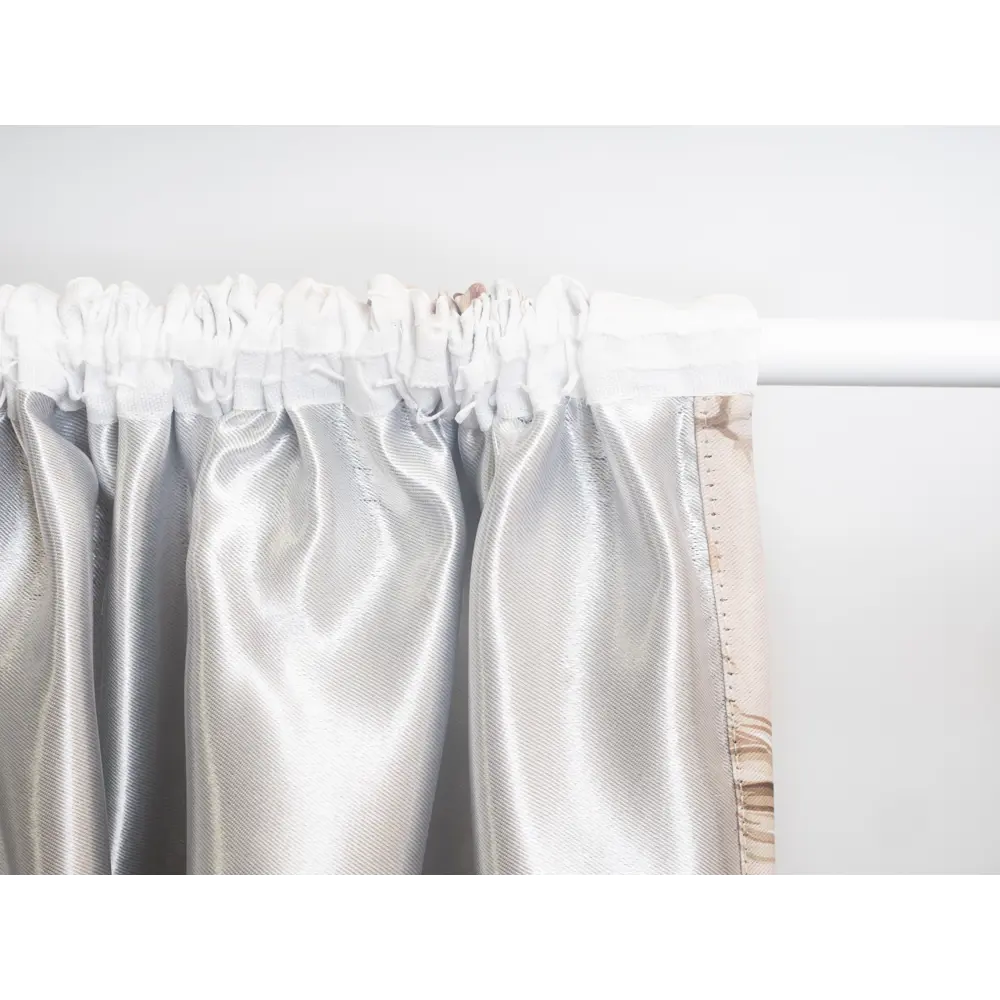 Фото 7 Штора на шторной ленте блэкаут Цветы 170x250 см цвет бежевый Фото 7 Штора на шторной ленте блэкаут Цветы 170x250 см цвет бежевый