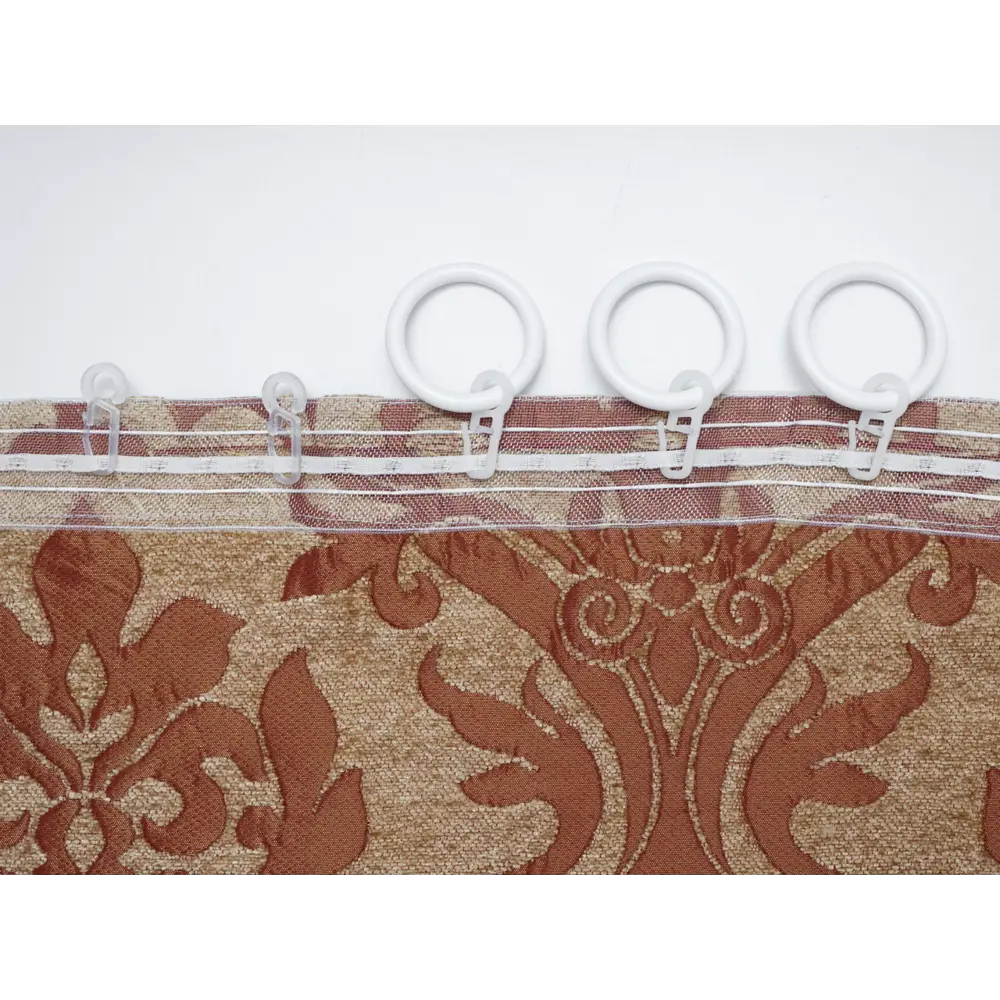 Фото 2 Штора на шторной ленте Вензель 170x270 см цвет терракотовый