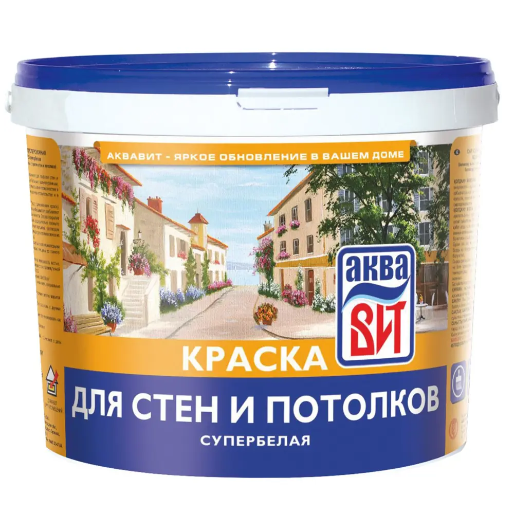 Фото Краска для стен и потолков АкваВит 7099250 цвет белый 6 л Фото Краска для стен и потолков АкваВит 7099250 цвет белый 6 л