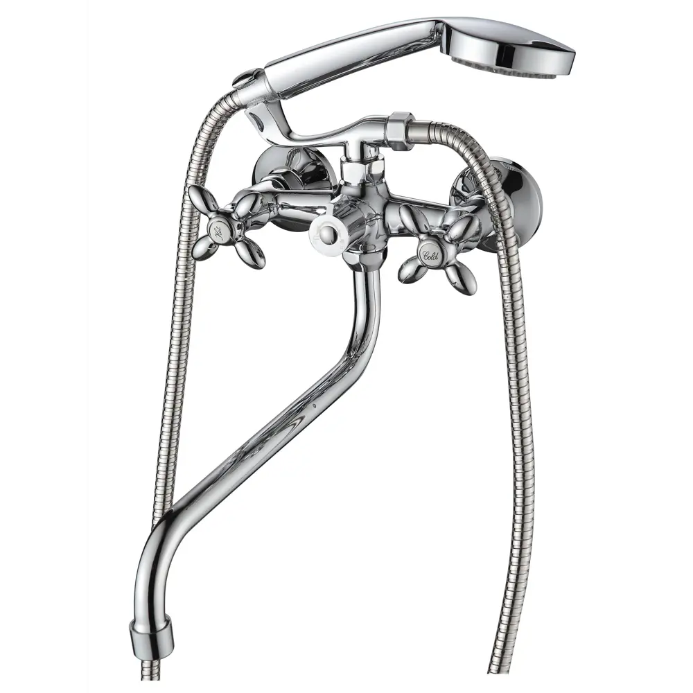 Фото Смеситель для ванны Ammore A4388 двухвентильный с душевой лейкой цвет хром